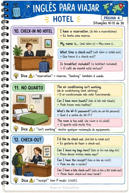 Página do bônus Inglês para Viajar: no hotel